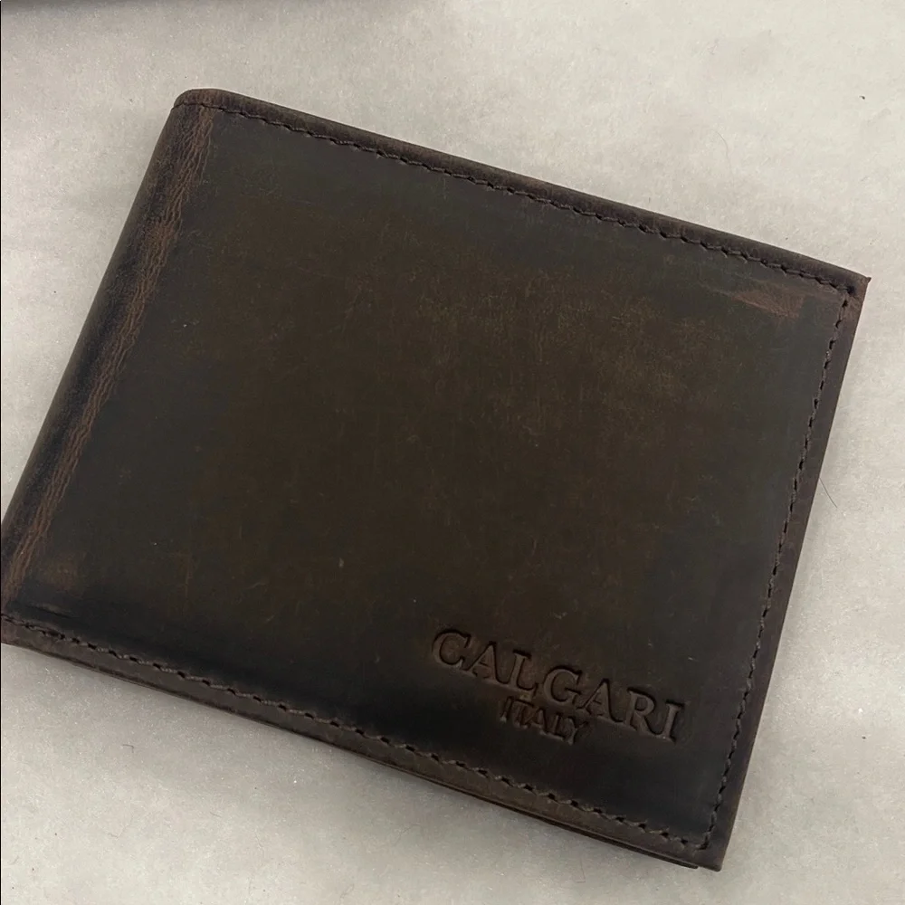CALGARI Italian Luxury Leather Wallets For Men Bifold wild buffalo Hunter nwt